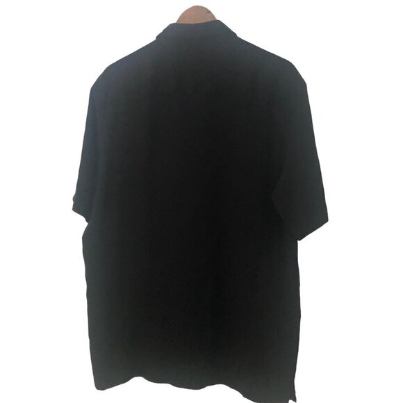 Axist Black Silk Shirt Washable Short Sleeve Size Large Vintage Bowling Style - Picture 7 of 8